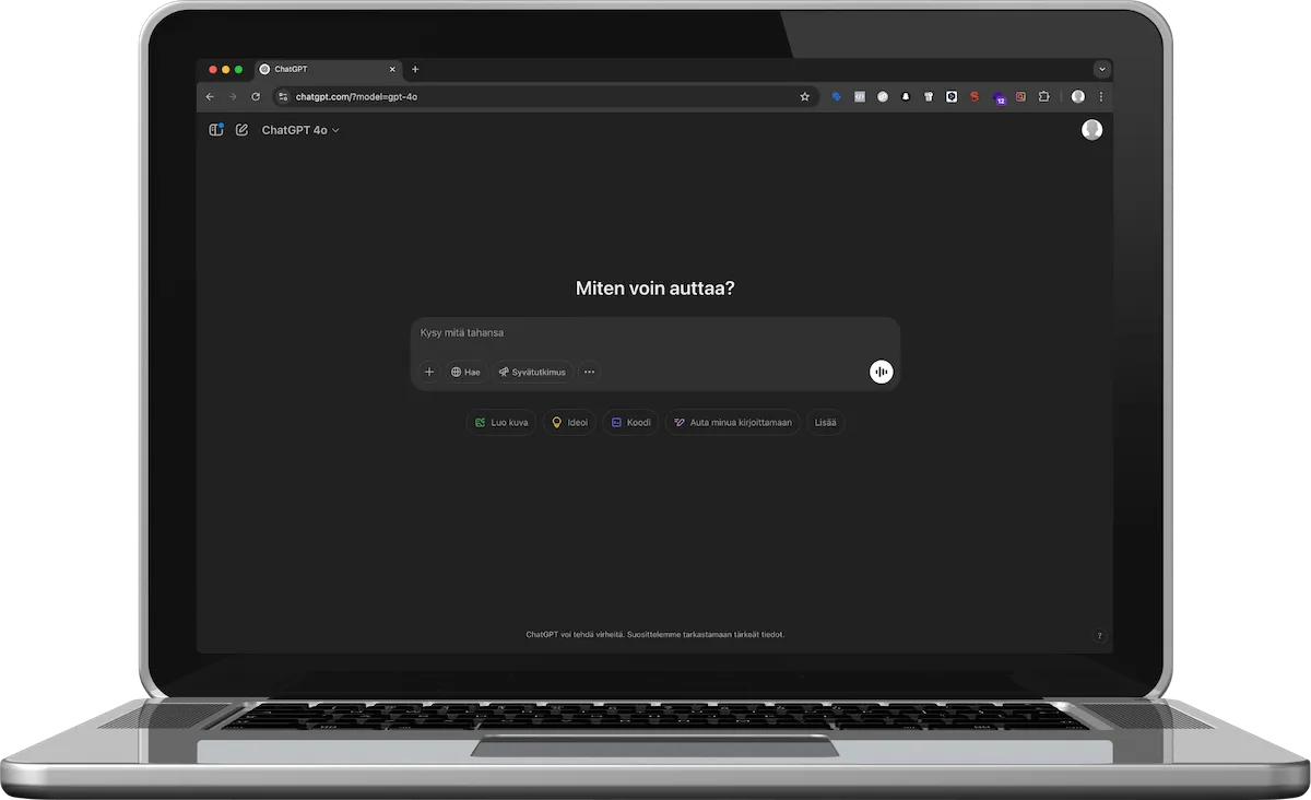ChatGPT kannettavan tietokoneen näytöllä.