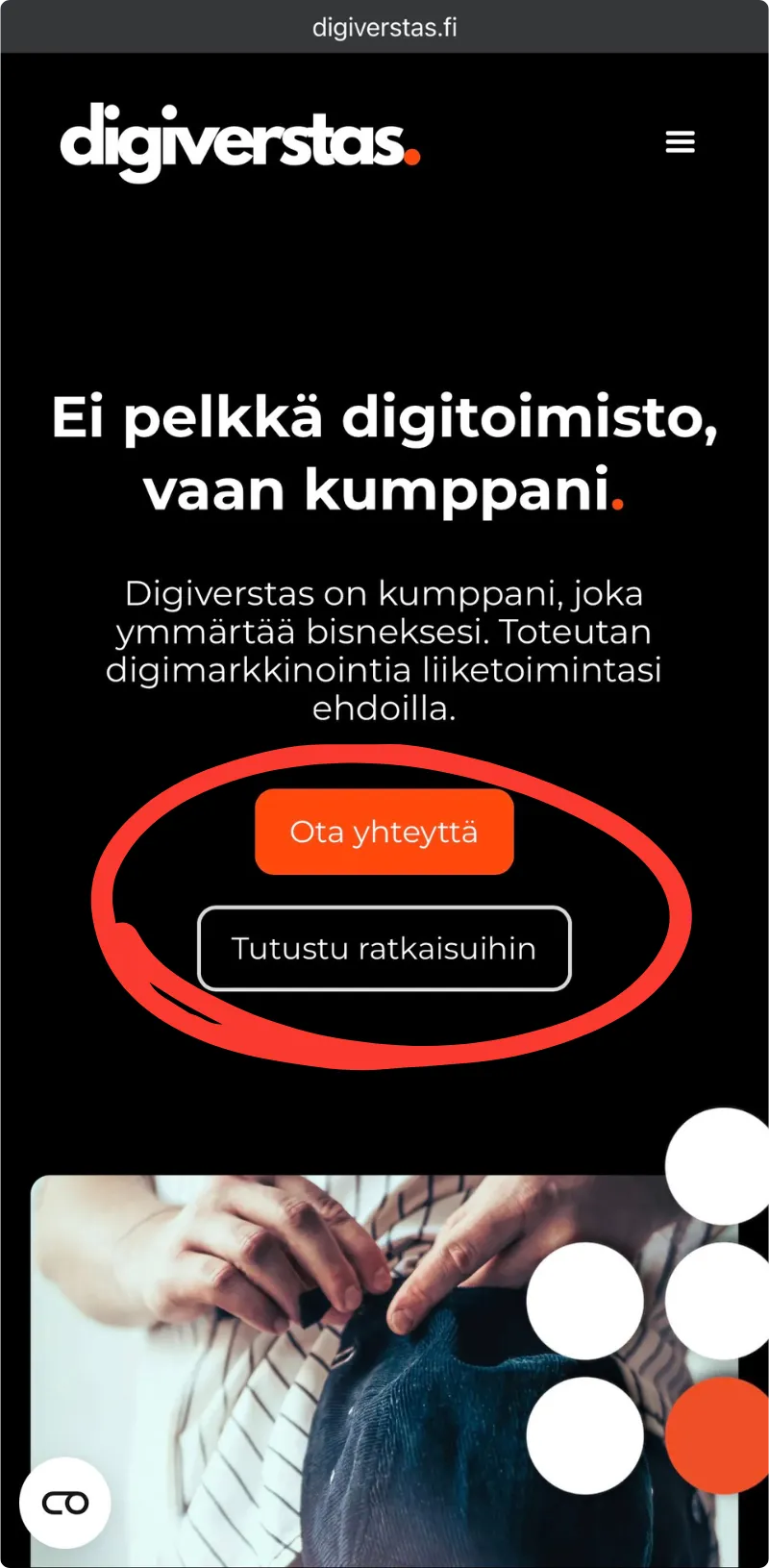 Digiverstaan mobiili etusivu.
