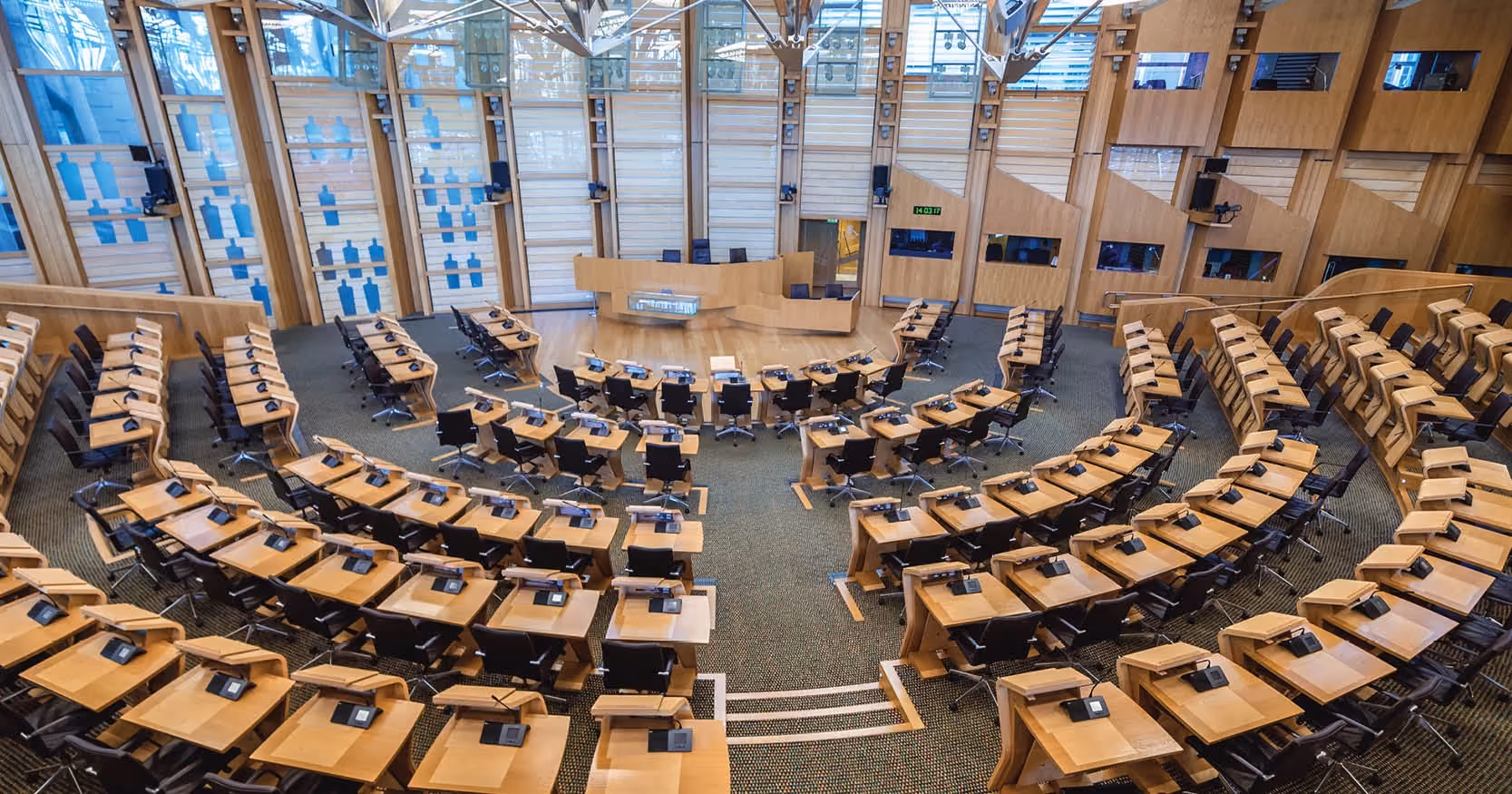 The interior of the Scottish parliament building