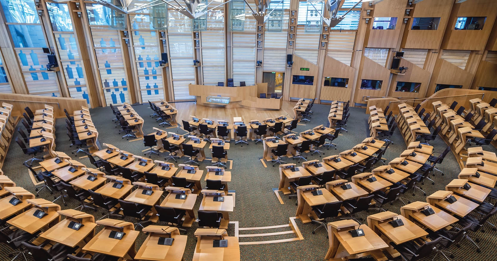 The interior of the Scottish parliament building