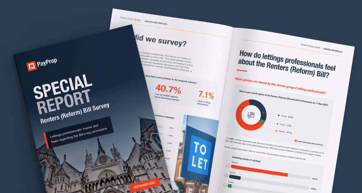 The front cover of PayProp's Special Report on rental reform