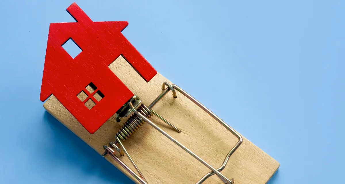 A mouse trap with a red model house as bait