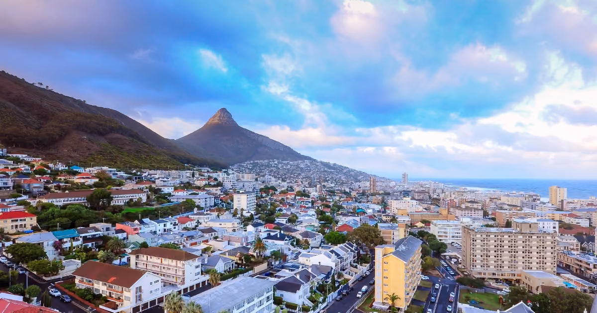 An aerial photo of Cape Town