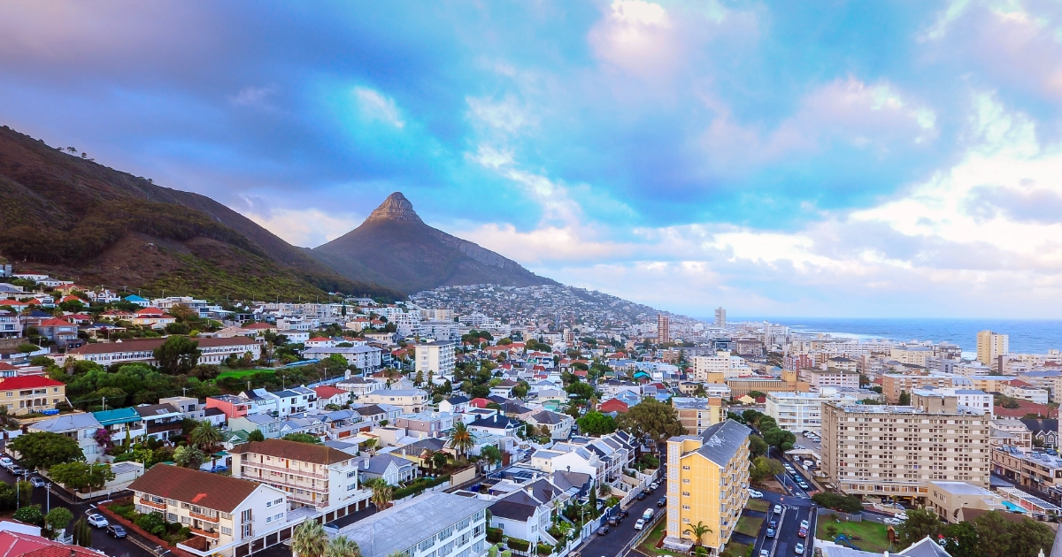 An aerial photo of Cape Town