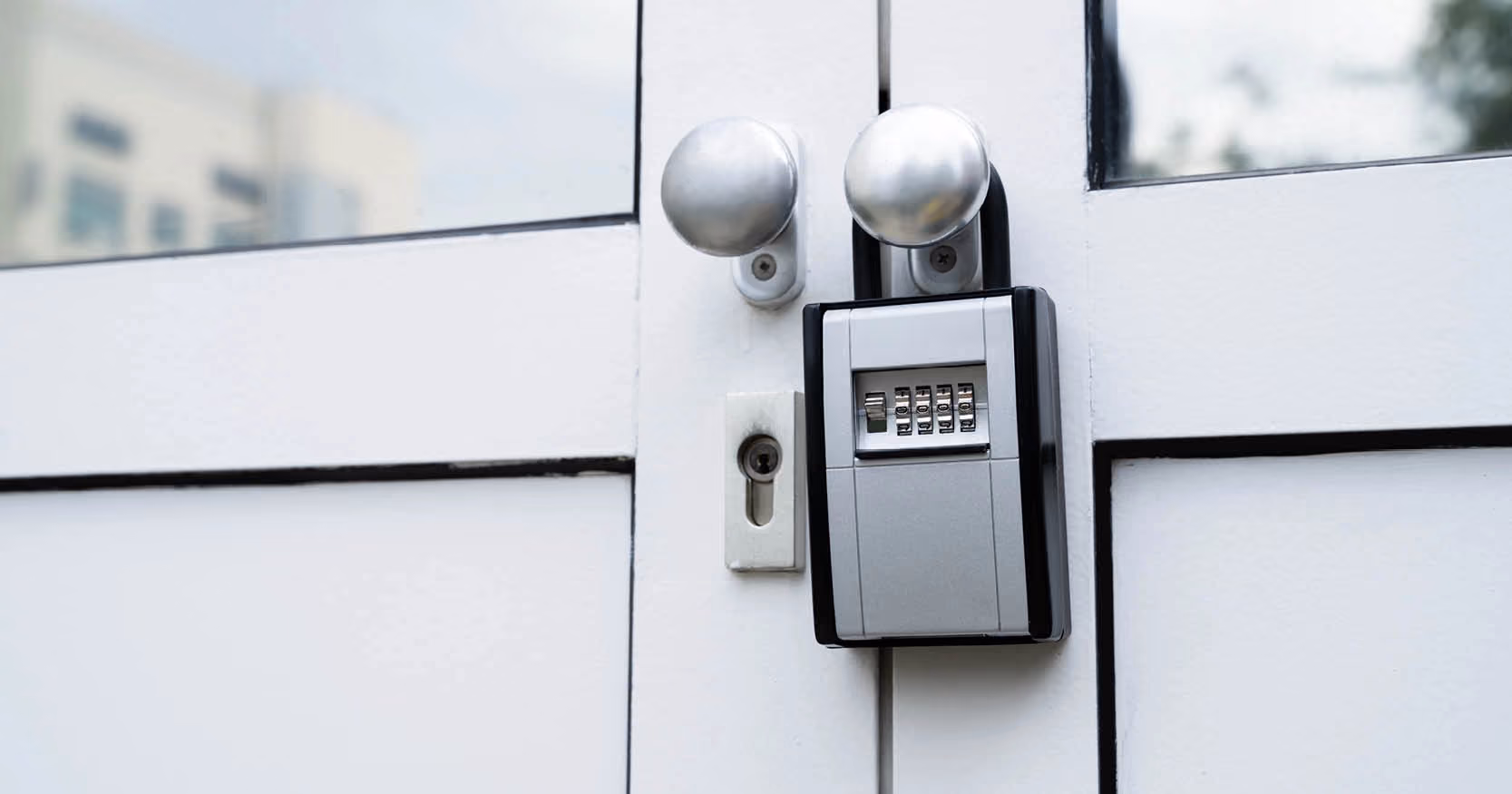 A key box on a door