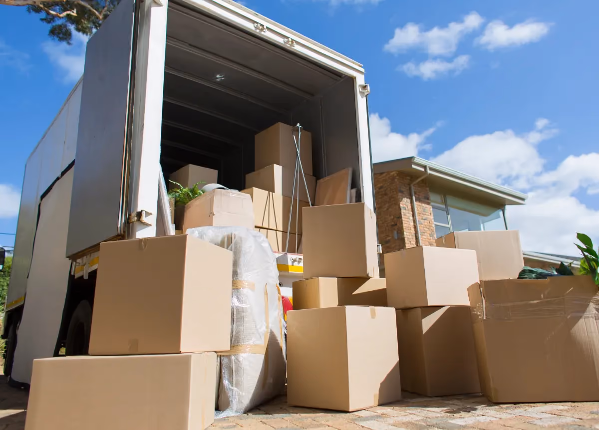 Moving van with lots of boxes