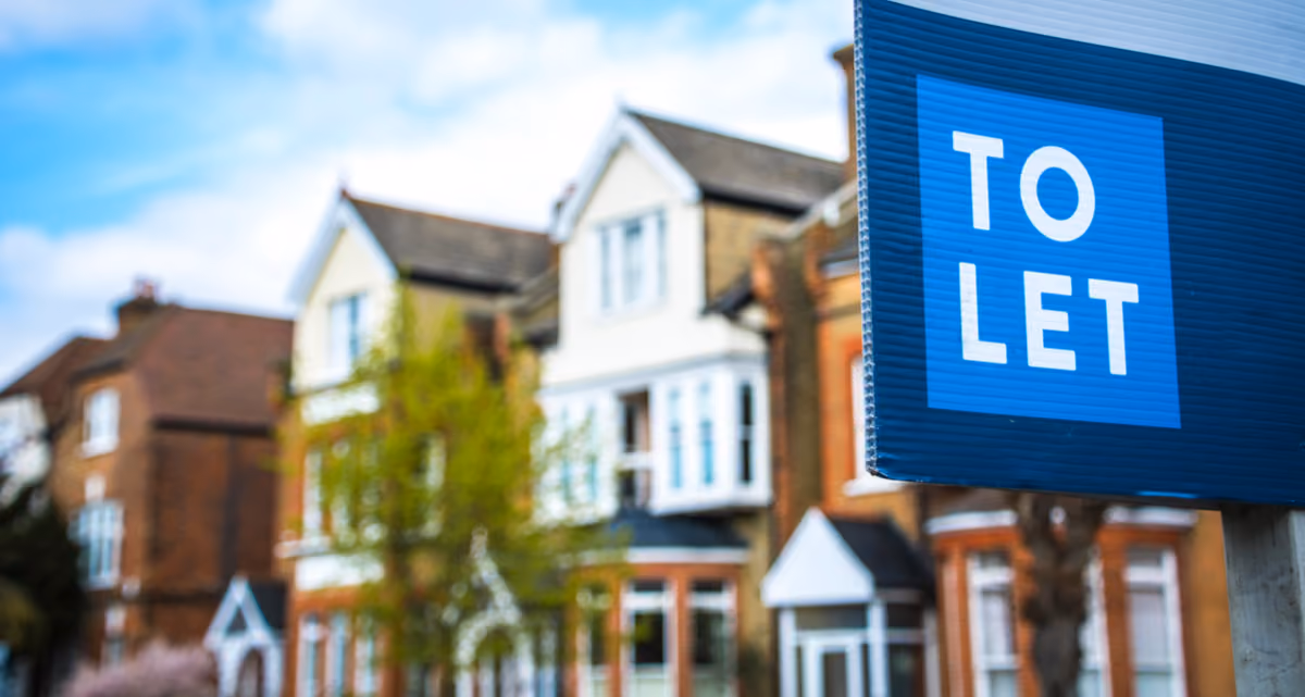 A To Let sign in front of a row of houses