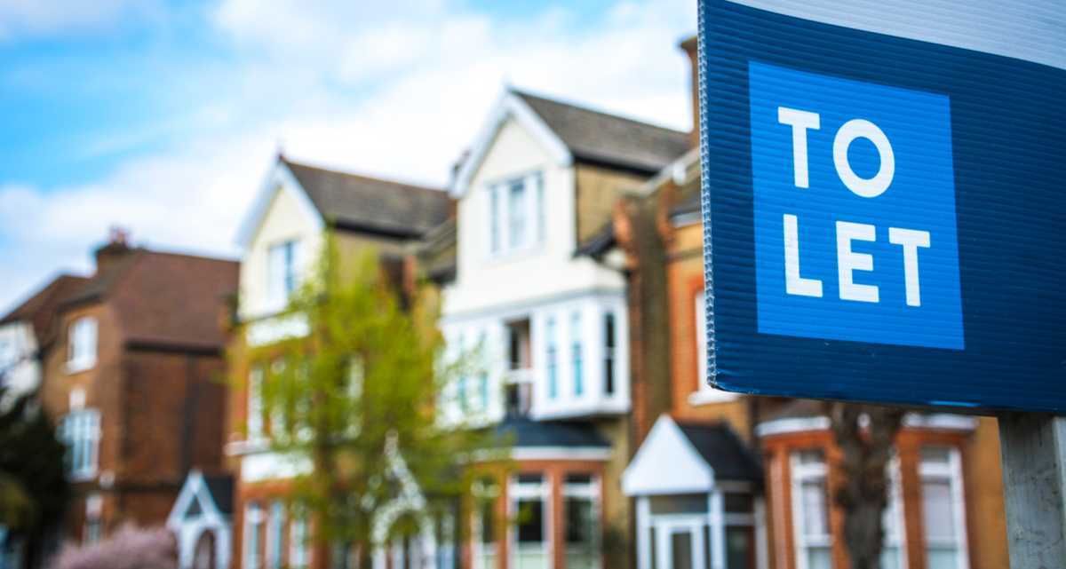 A To Let sign in front of a row of houses