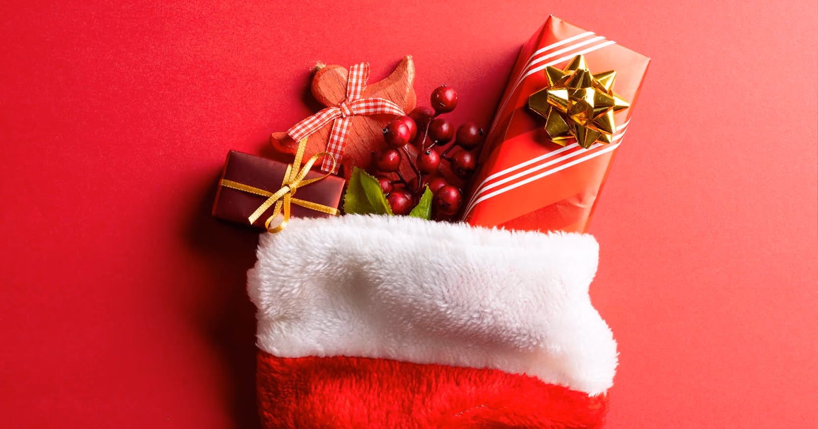A Christmas stocking full of presents