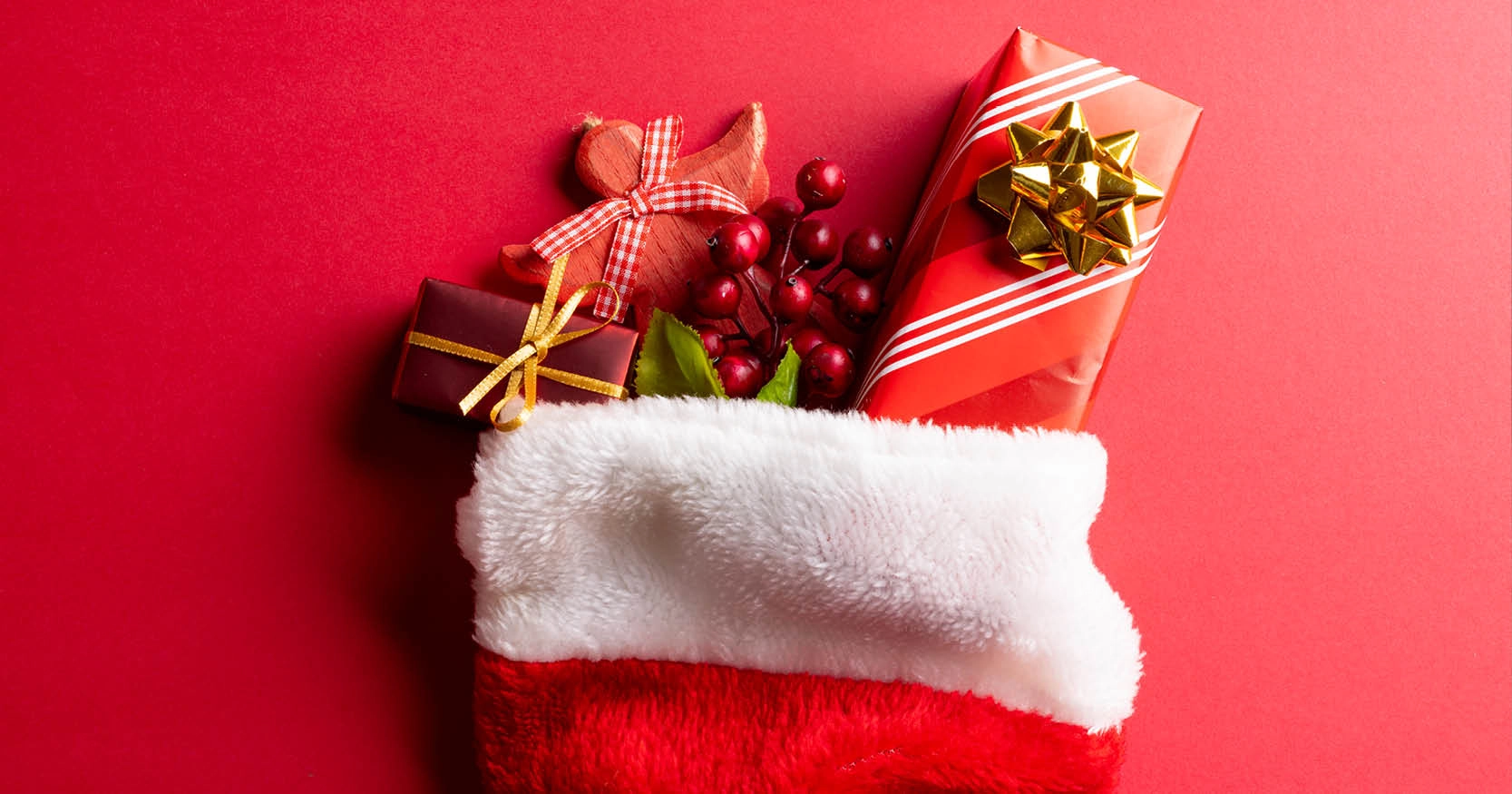 A Christmas stocking full of presents