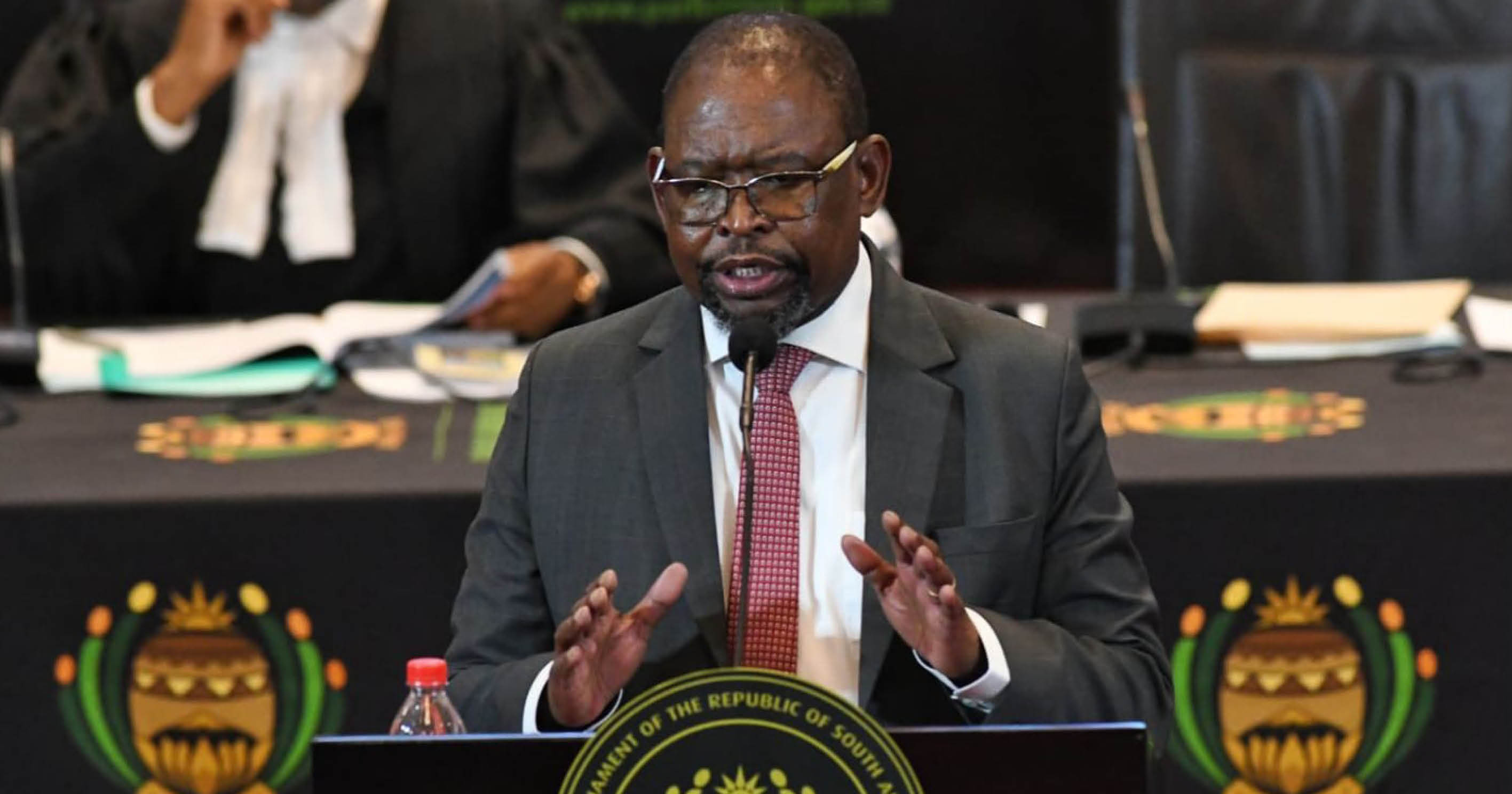Finance Minister Enoch Godongwana delivering a speech to Parliament