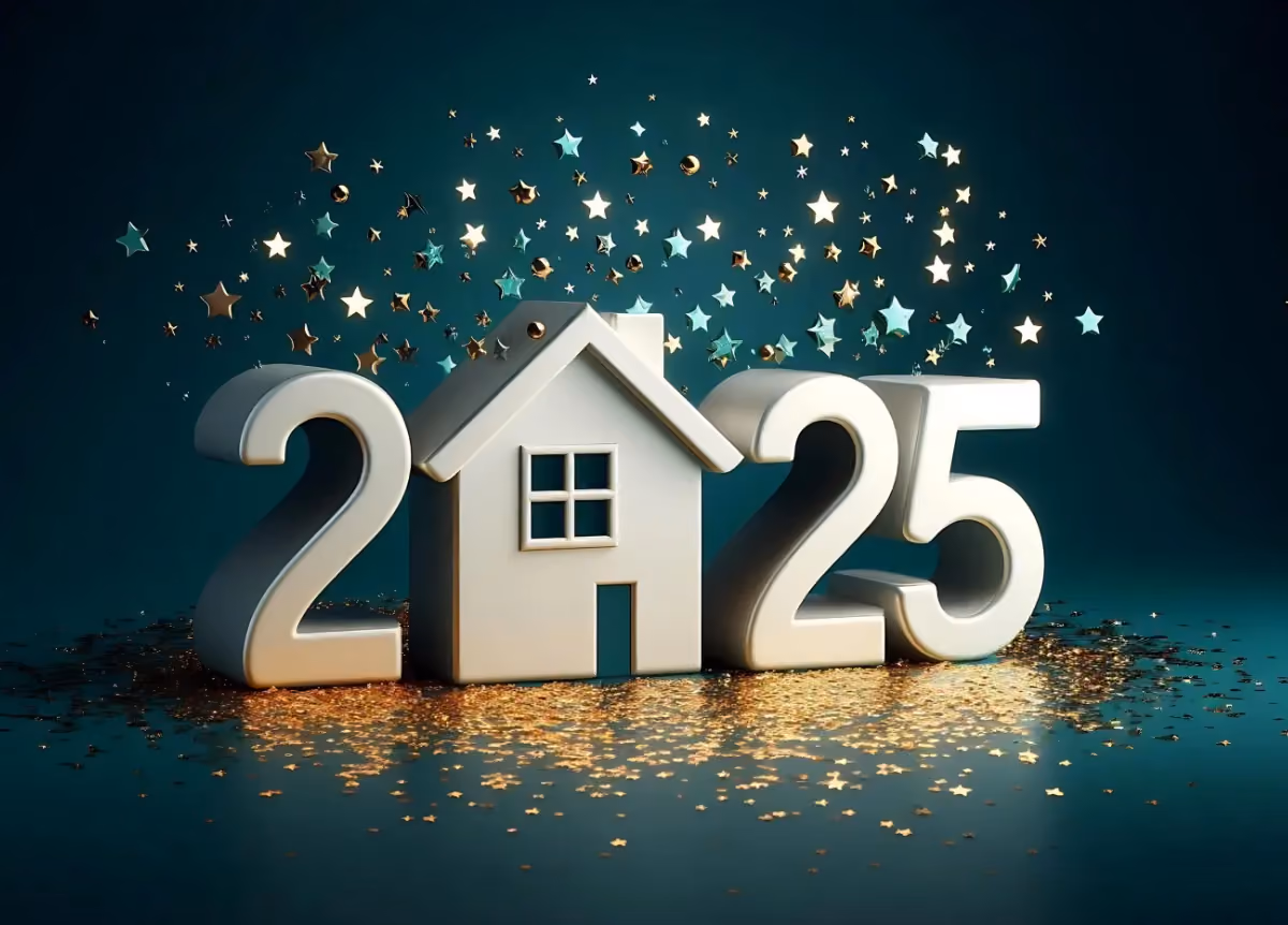 Large numbers spelling out 2025, with the 0 replaced with a house