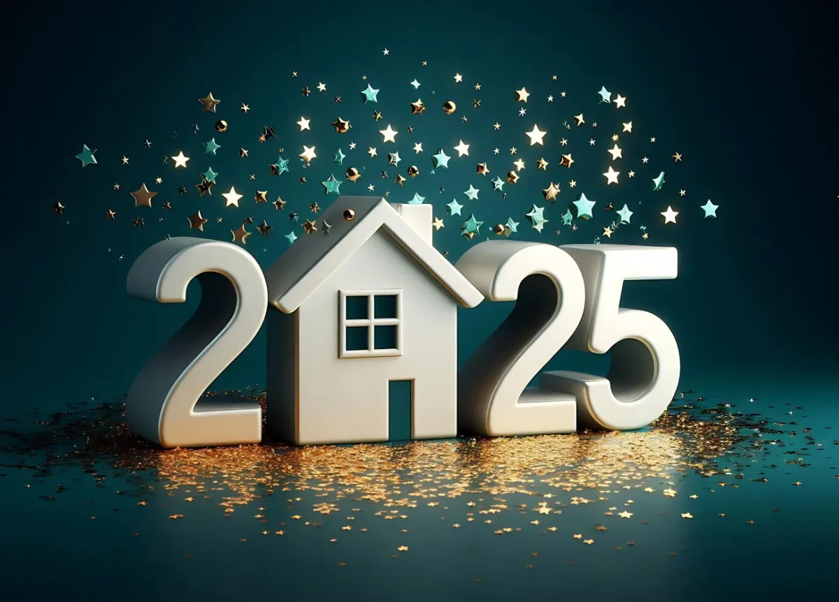 Large numbers spelling out 2025, with the 0 replaced with a house