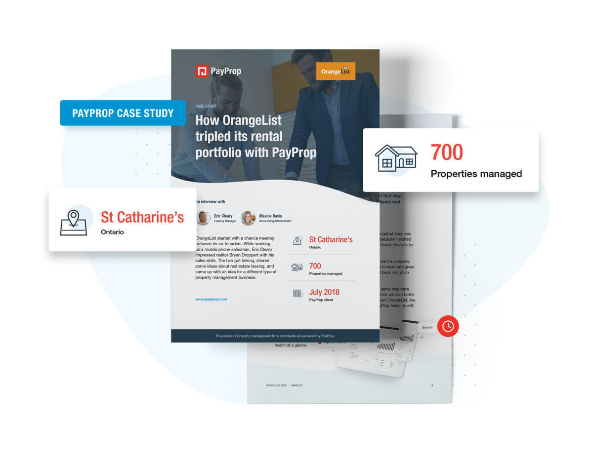 A mockup illustration of a PayProp case study