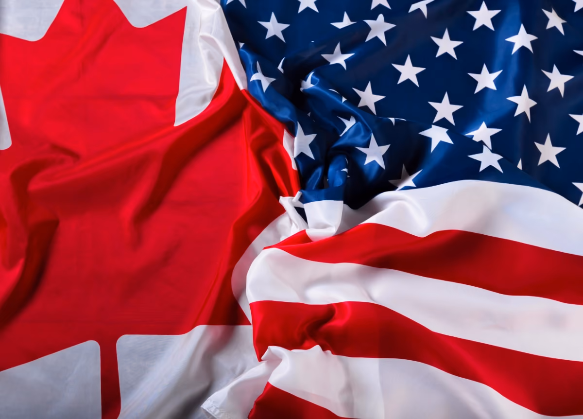 US and Canadian flags