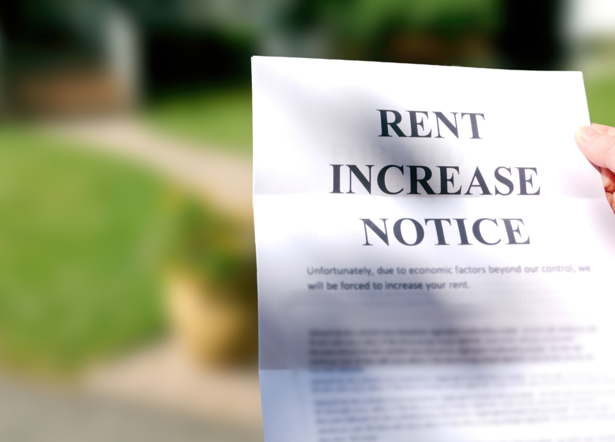 Close-up of a rent increase notice
