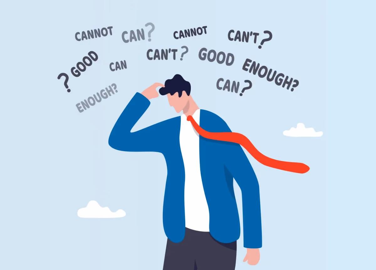Businessman doubting if he can or cannot make it