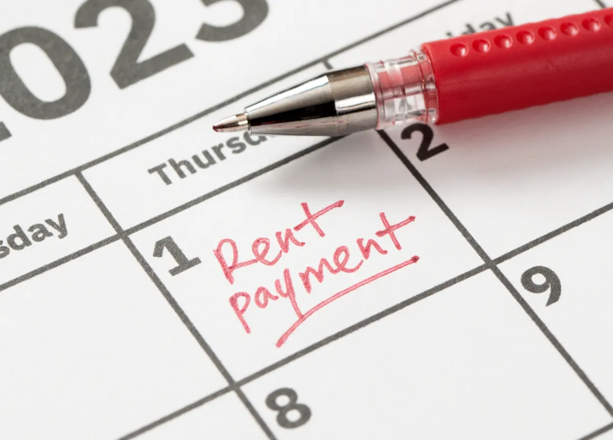 "Rent payment" written on calendar