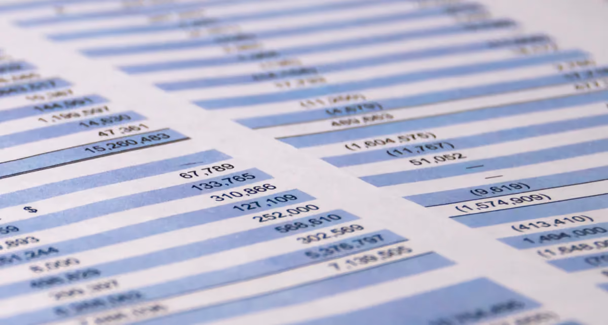 A sheet of paper with rows and columns of figures