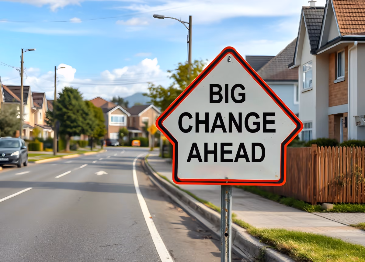 Road sign that reads "Big Changes Ahead"
