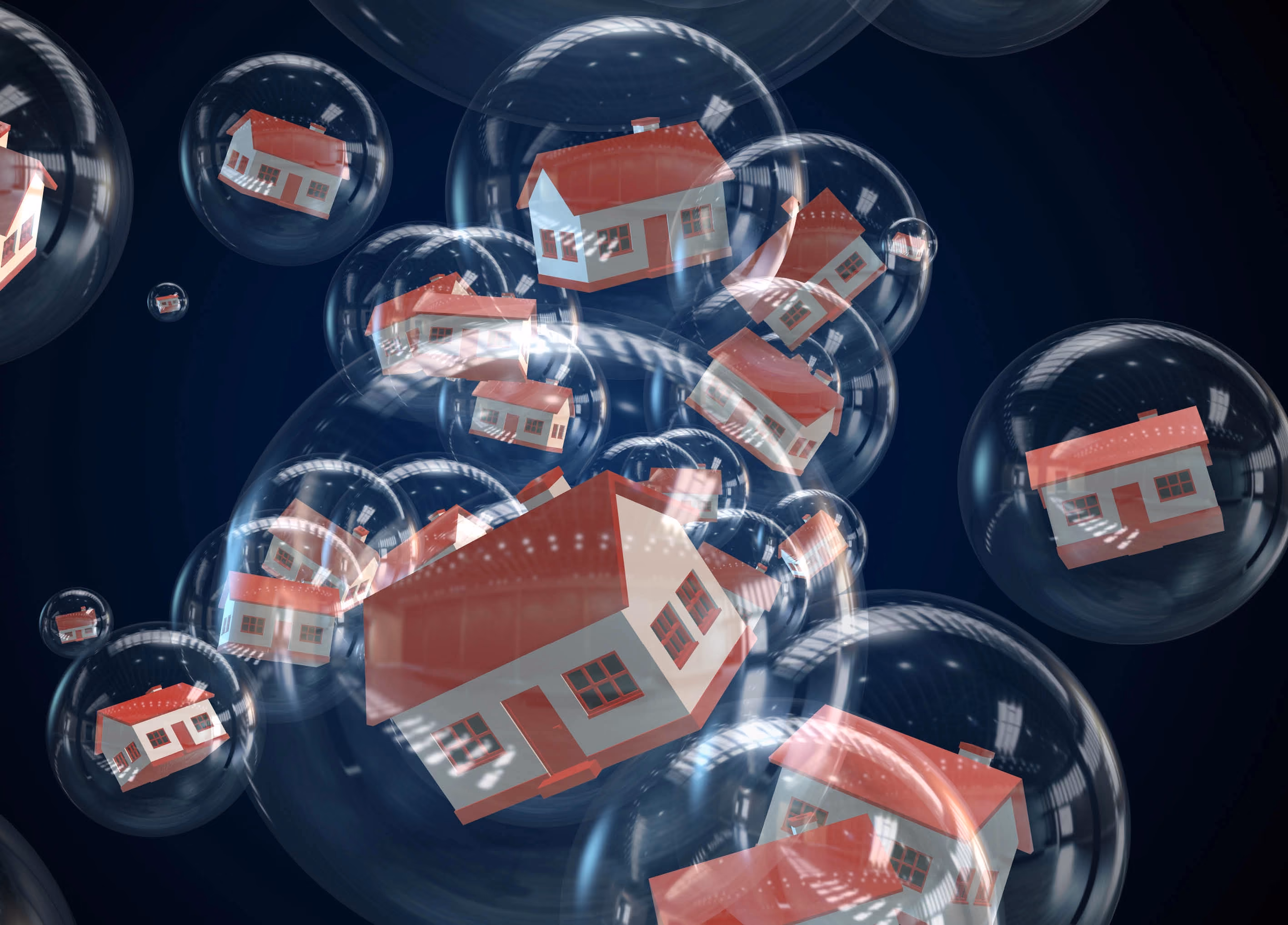 Models of houses in floating bubbles