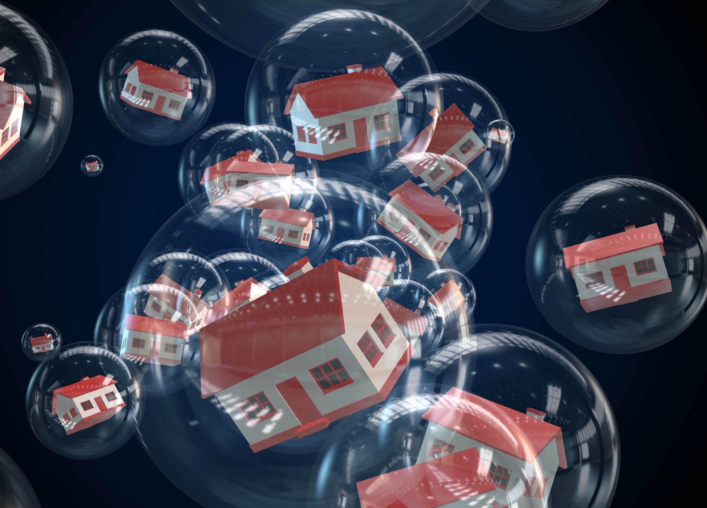 Models of houses in floating bubbles