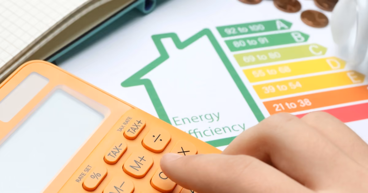A calculator next to an EPC chart