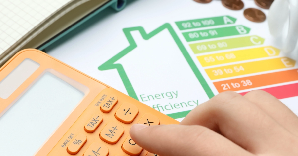 A calculator next to an EPC chart