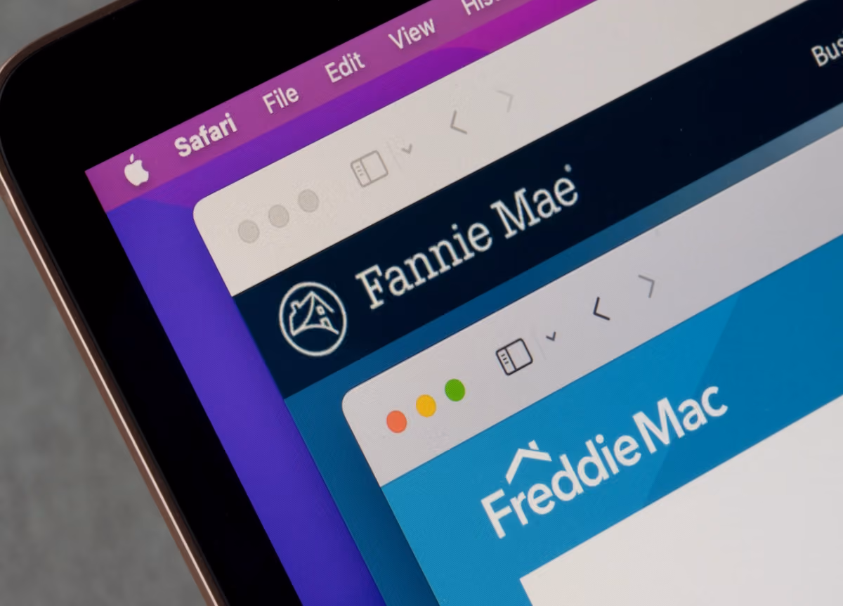 Homepages of Fannie Mae and Freddie Mac on computer screen
