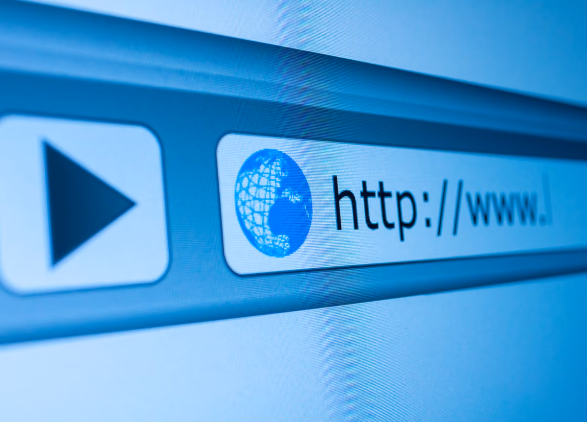 Closeup of URL address bar on computer screen