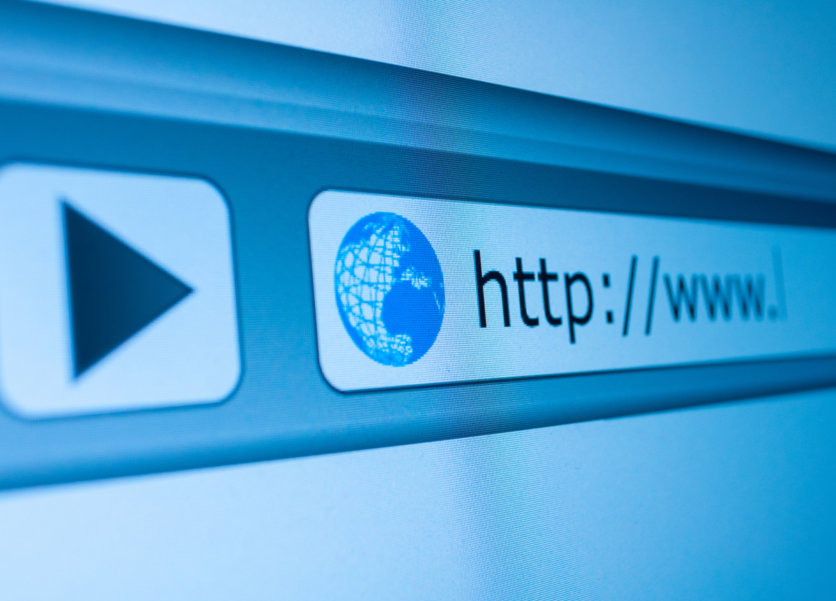Closeup of URL address bar on computer screen