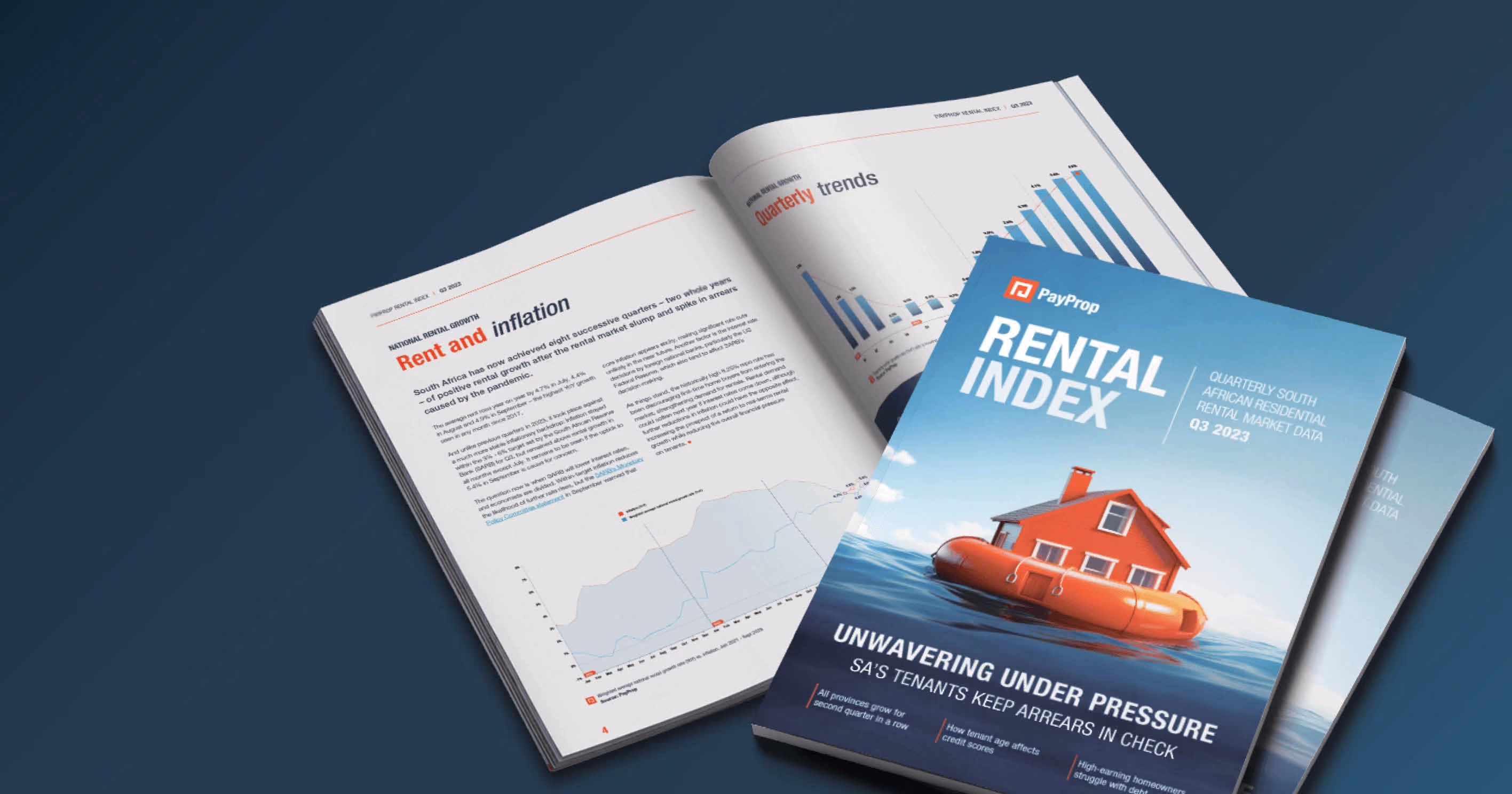 The cover and inside view of the PayProp Rental Index Q3 2023