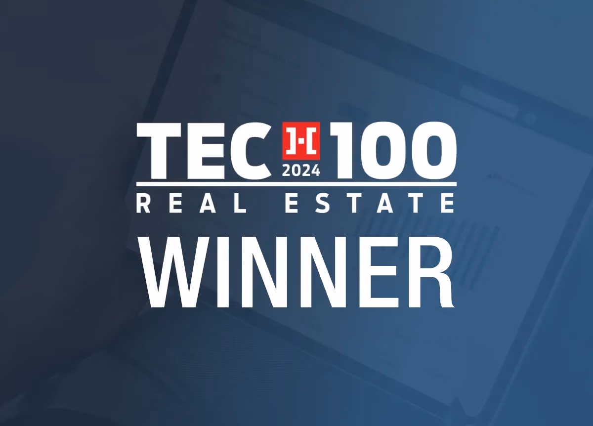 Tech100 Real Estate logo superimposed on top of PayProp dashboard