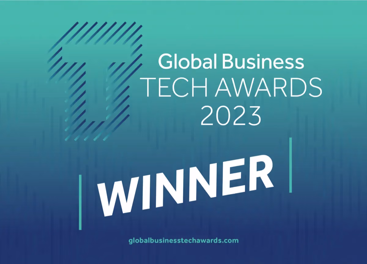 A Global Business Tech Award banner