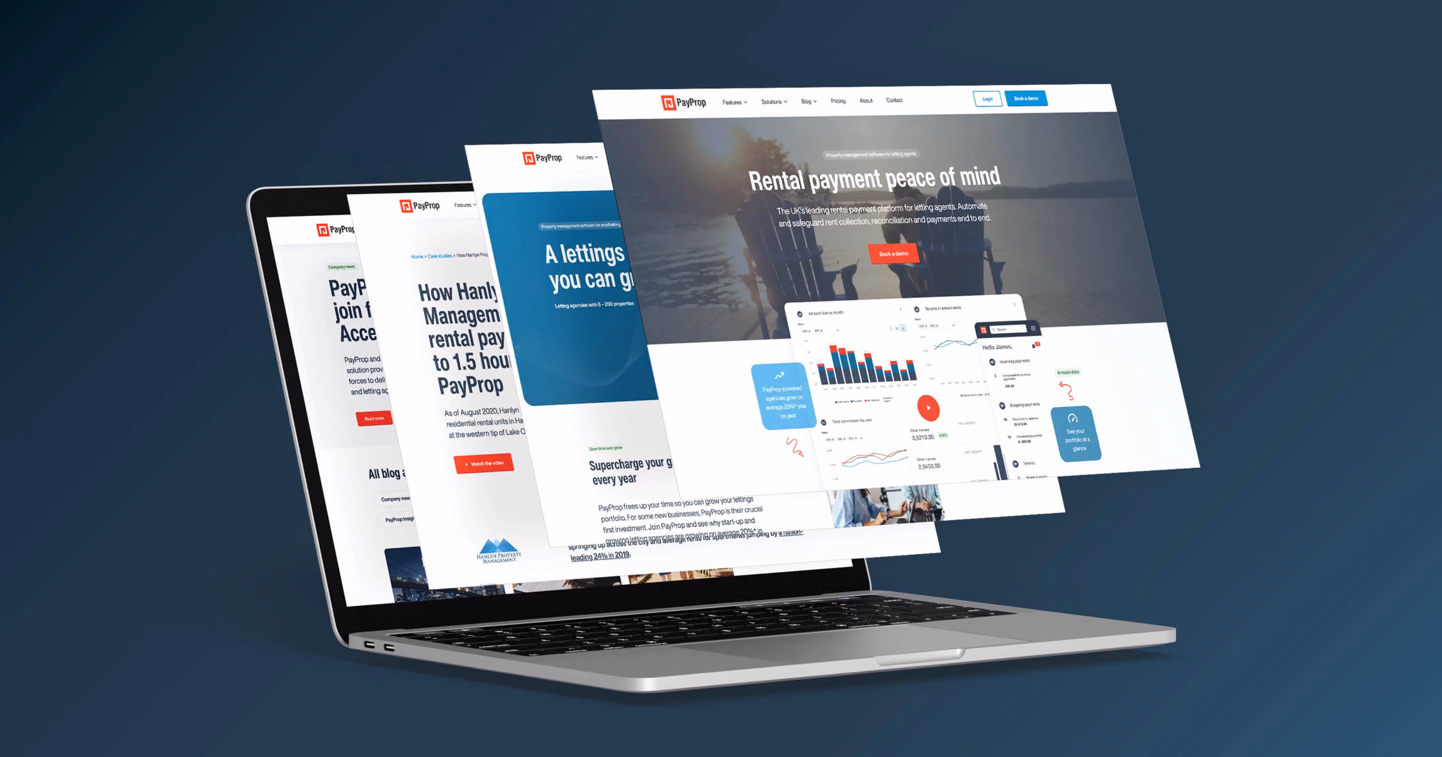 The new PayProp website shown on a laptop screen