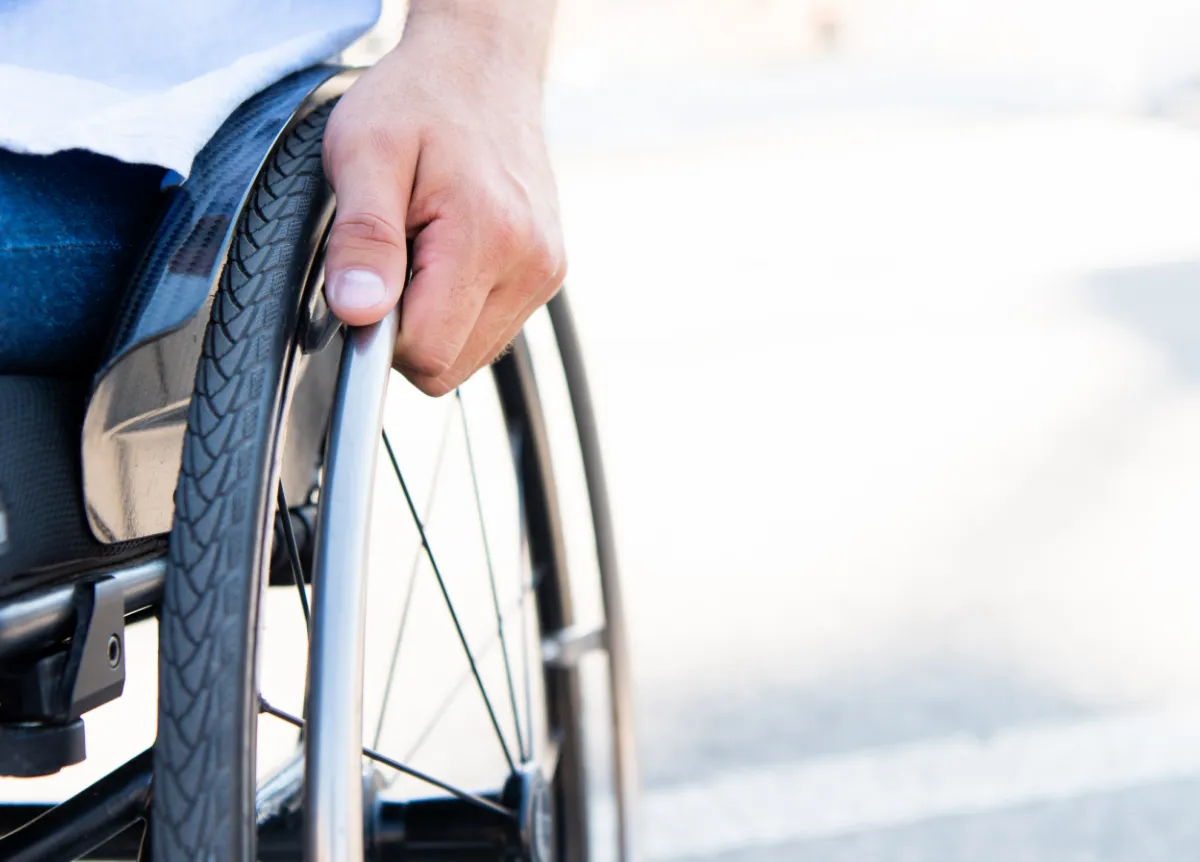 Close-up of wheelchair