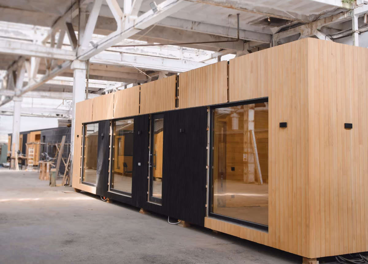 A modern wooden prefabricated house