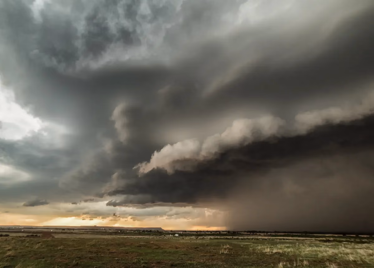 Menacing black clouds as massive storm rolls in