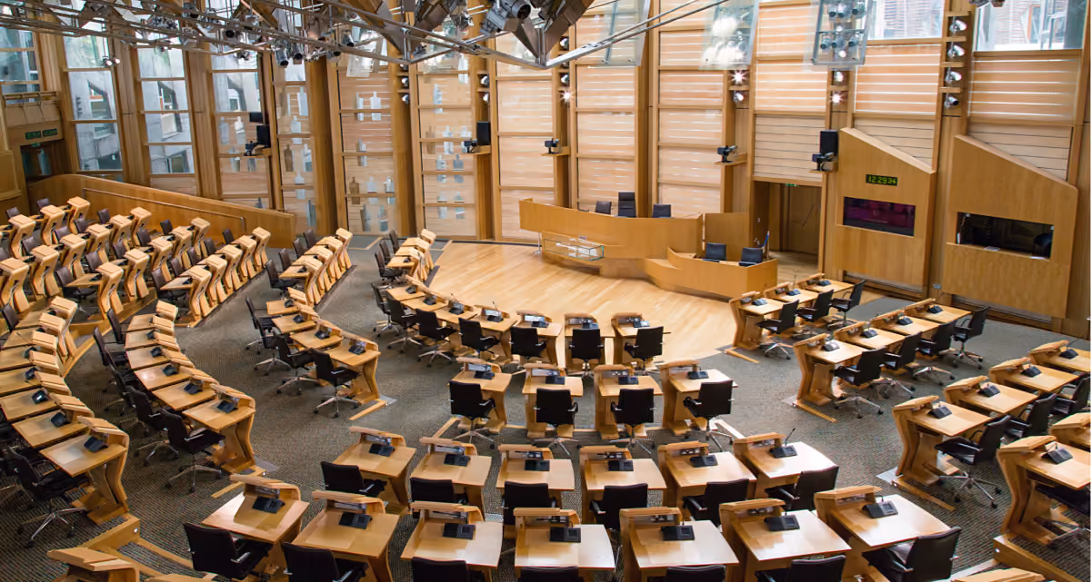 An interior view of the Scottish Parliament Building