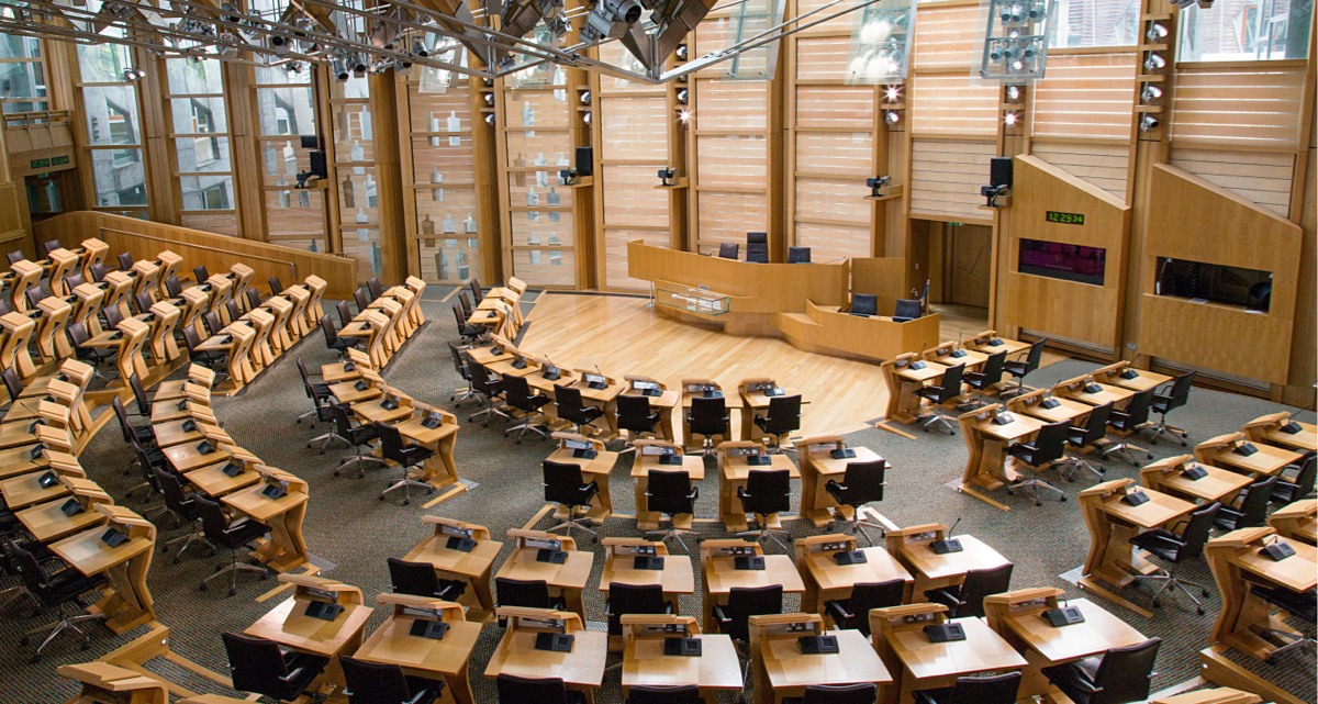 An interior view of the Scottish Parliament Building