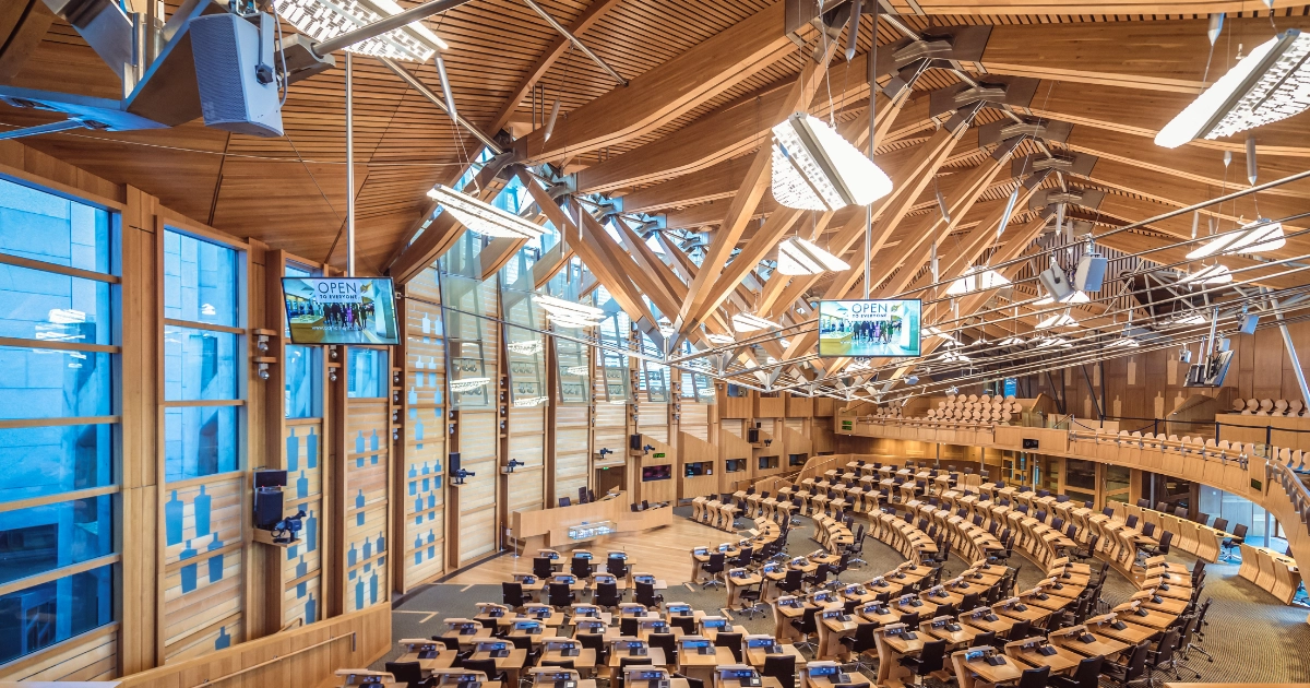 The interior of the Scottish parliament building