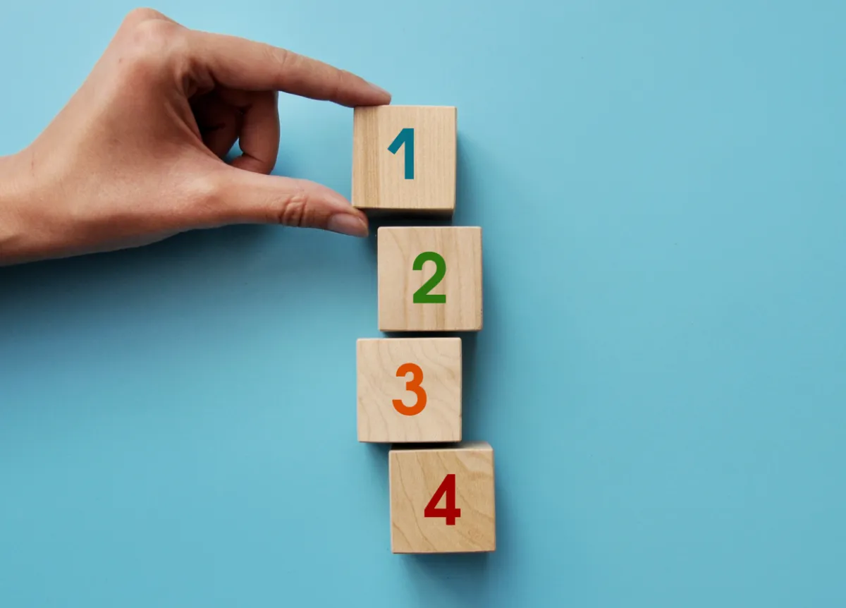 Blocks with numbers stacked 1 to 4