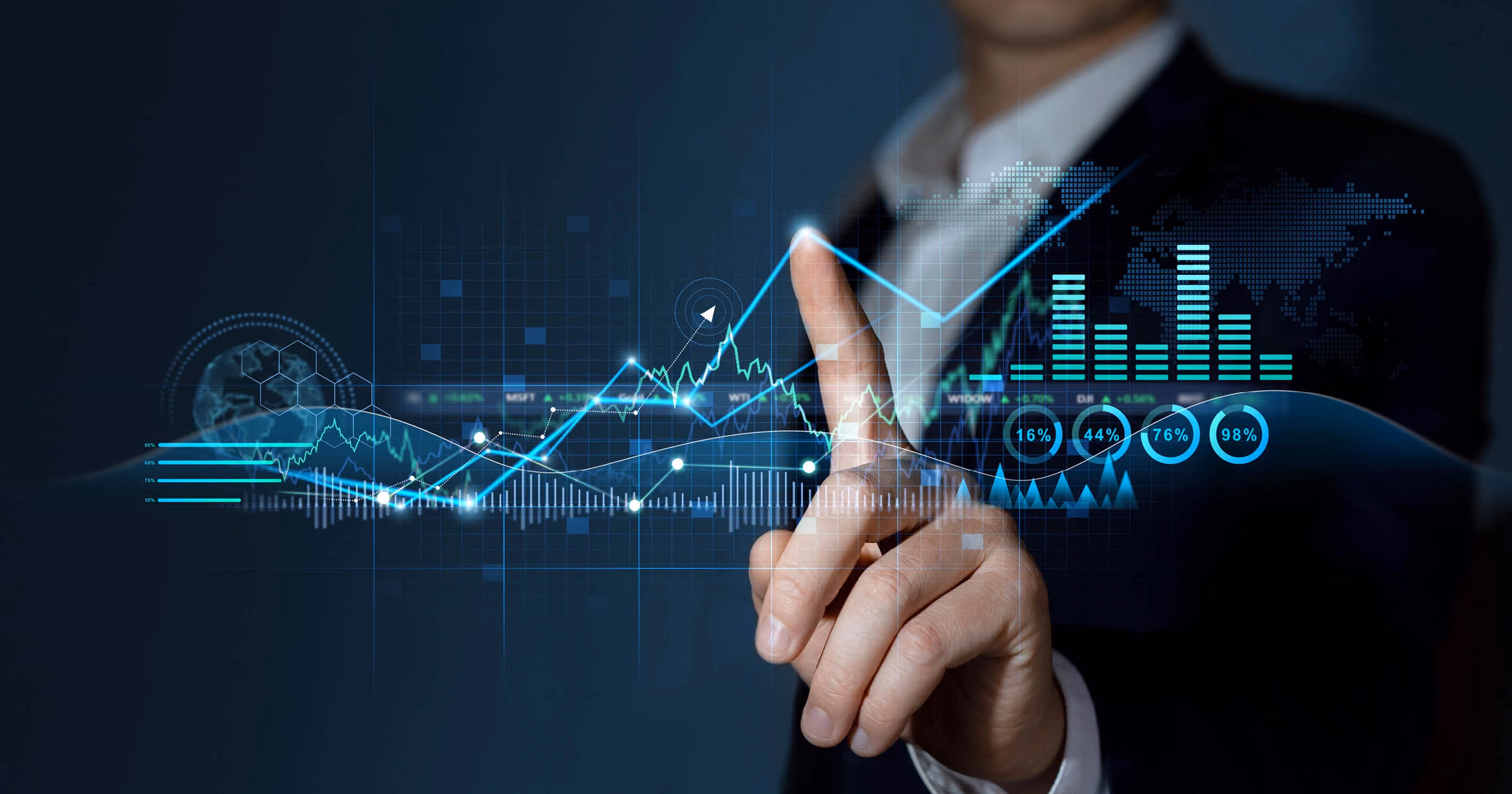 A person pointing at a graph