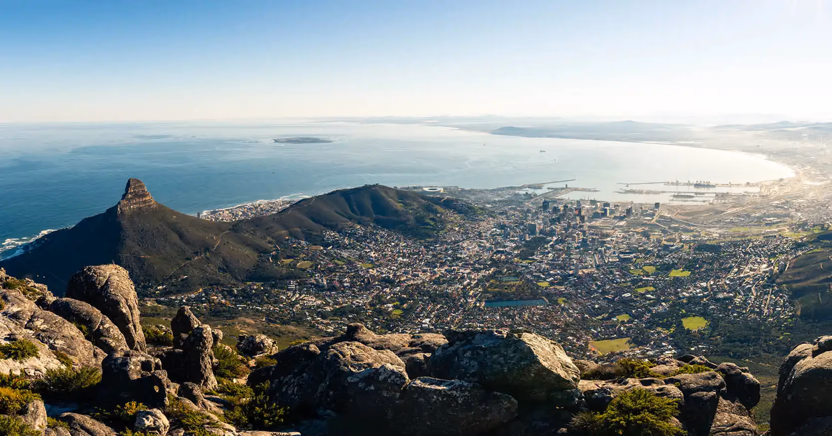 A view of Cape Town looking towards the sea