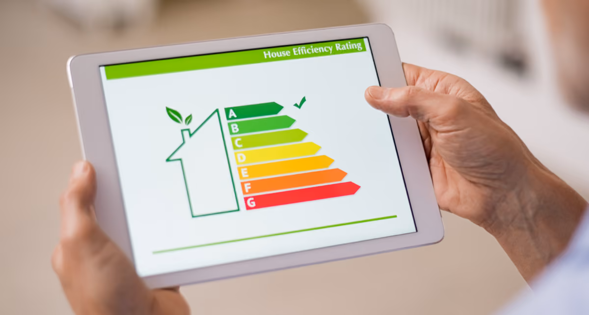 A person holding a tablet with an EPC chart on the screen