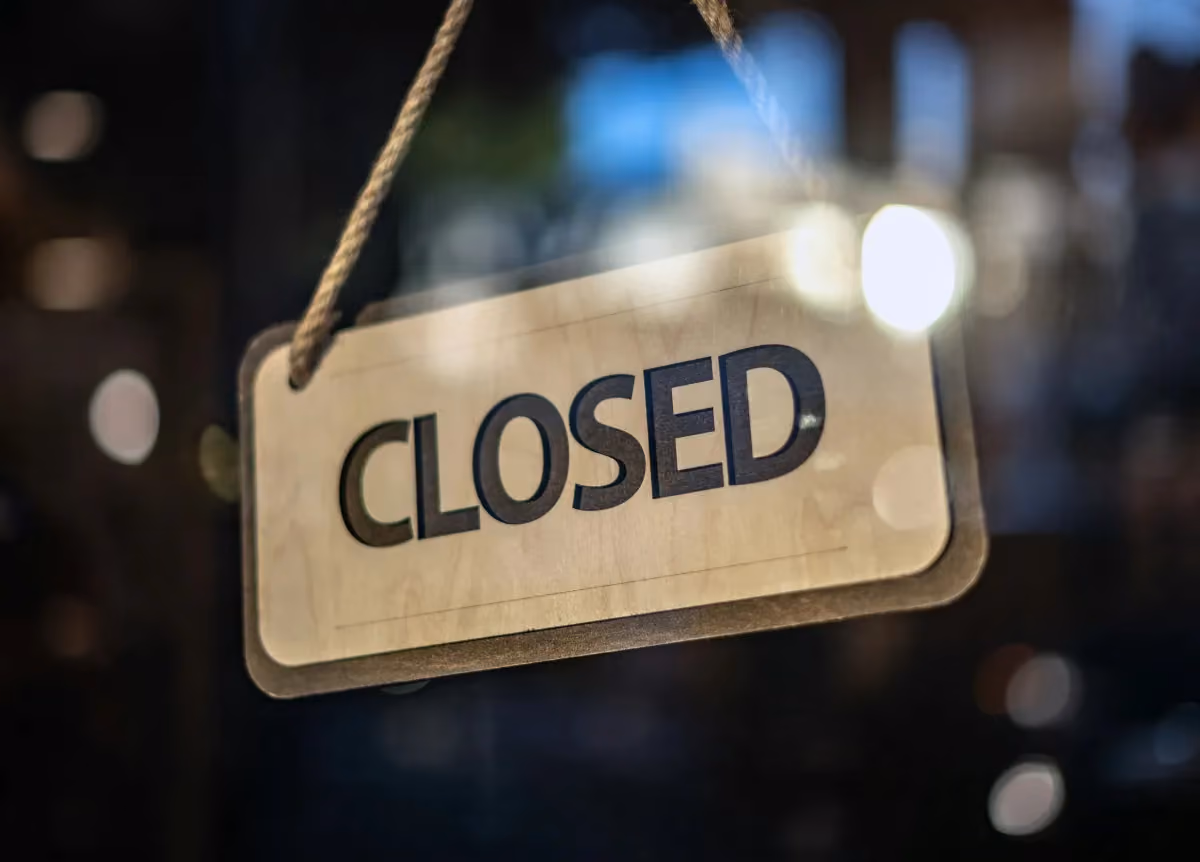 'Closed sign on door