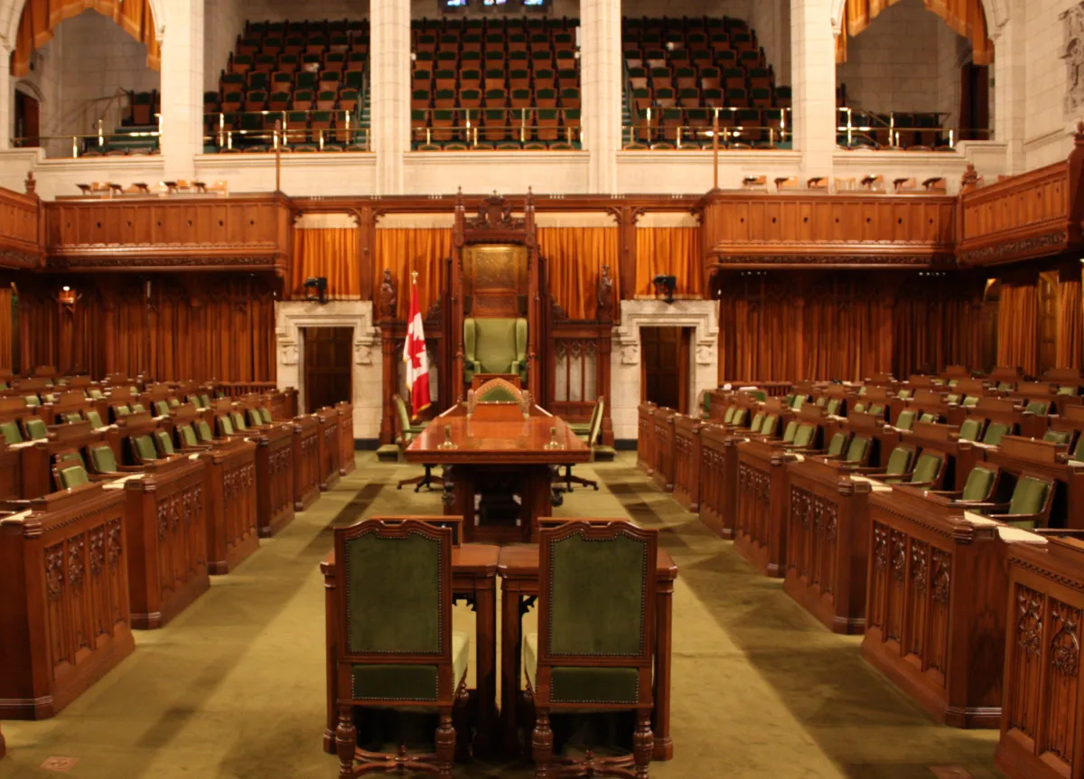 The chamber of the House of Commons of Canada