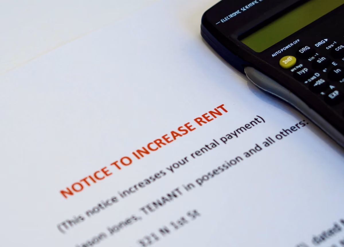 Close-up of notice to increase rent