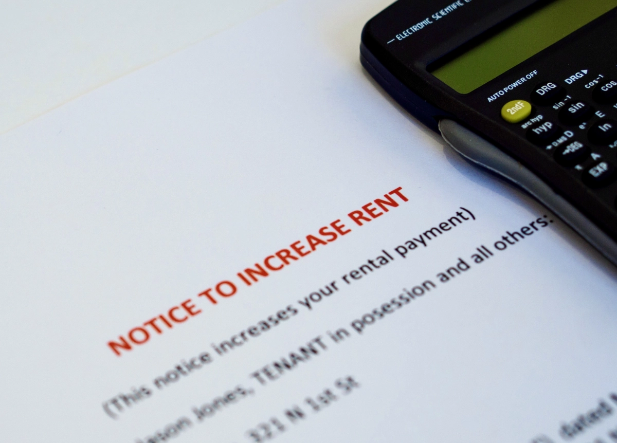 Close-up of notice to increase rent