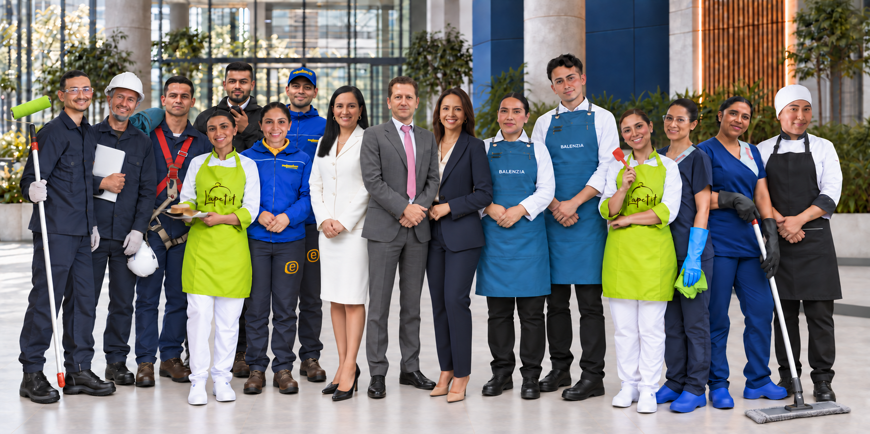 Equipo de Agilissa de distintos servicios reunido en un atrio